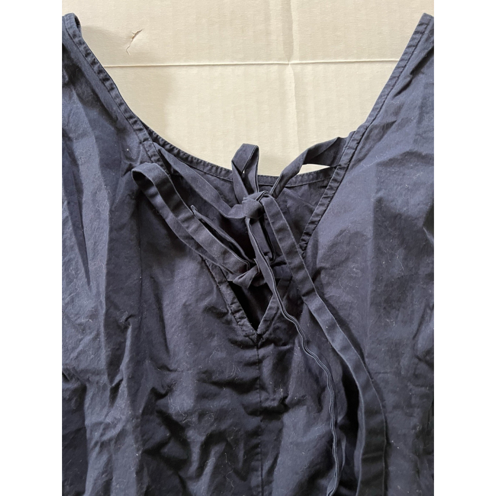 J. Crew Peplum Tank Top Bow Tie Back Navy Blue 100% Cotton Large Sporty Preppy - Picture 4 of 6